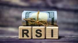 RSI - Relative Strength Index acronym concept on cubes